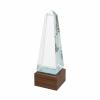 9.75" Obelisk Sierra Glass with Walnut Base, 3.125" wide x 9.75" tall x 3.125" deep