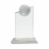 Crystal with Inset Golf Ball award, 3/4" Thick Optical Crystal, 6" wide x 9.5" tall x 2" deep