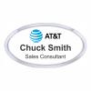3 x 1.5 Oval Framed Badge, Silver frame with magnet