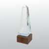 9.75" Obelisk Sierra Glass with Walnut Base, 3.125" wide x 9.75" tall x 3.125" deep